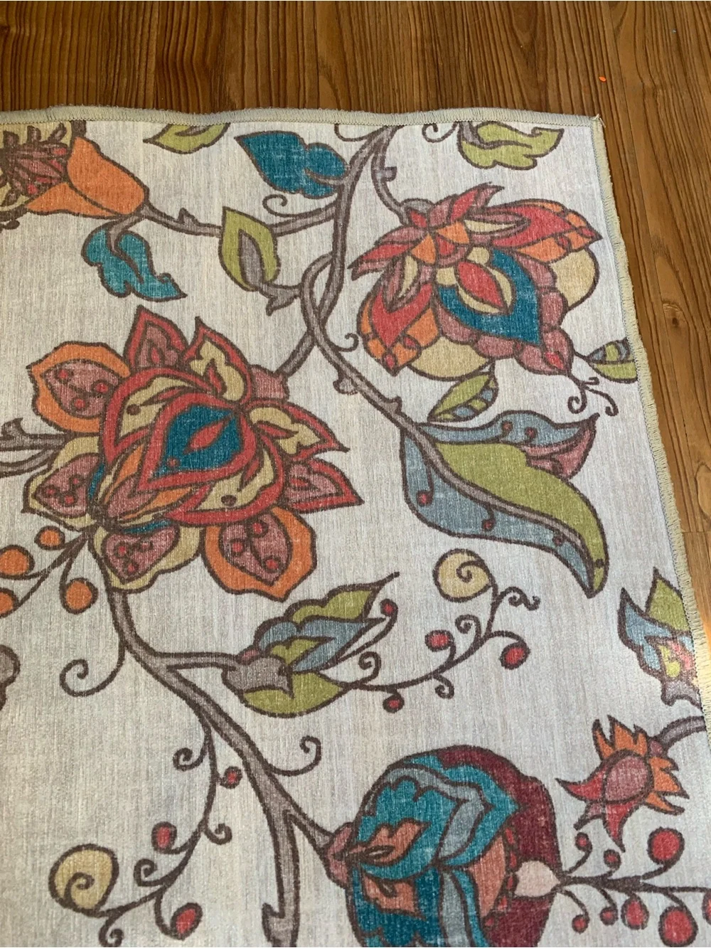 Frida Floral Natural Flatwoven Rug with Pad 3x2'